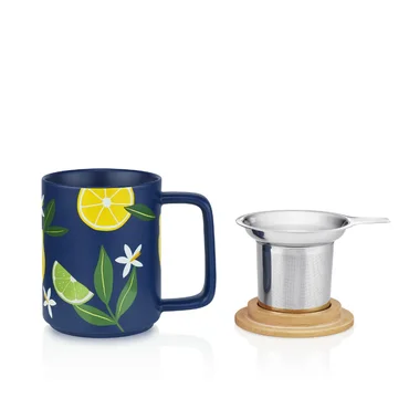 Kusmi Tea Hrnek na čaj s nerezovým sítkem, Anastasia, 0,48 l, modrá
