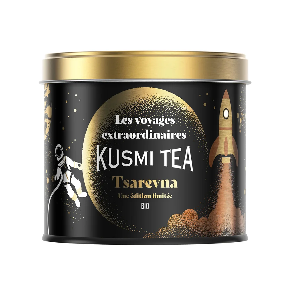 Sypaný čierny vianočný čaj Tsarevna Bio, kovová dóza, 120 g