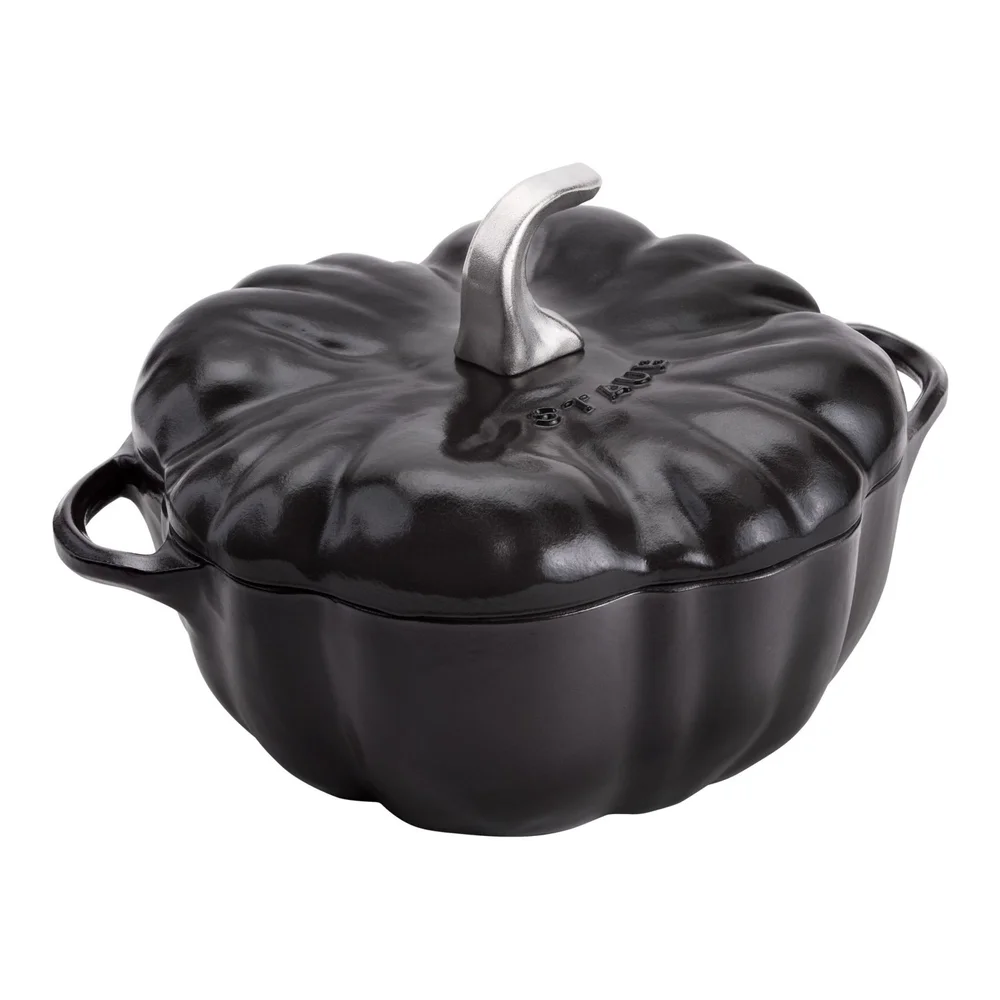 Liatinový hrniec v tvare tekvice s pokrievkou, 3,45 l / 24 cm, čierna