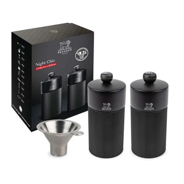 Peugeot Set mlynčekov na soľ a korenie Line carbon, 12 cm + lievik na korenie