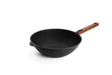 Woll Nepřilnavá wok pánev Eco Logic QXR s dřevěnou odnímatelnou rukojetí, 30 cm