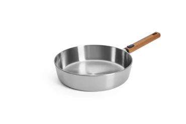 Woll Nerezová soté pánev Logic Steel s dřevěnou odnímatelnou rukojetí, Ø 28 cm