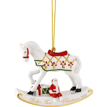 Villeroy & Boch Závesná porcelánová ozdoba Christmas Classics 2025, Hojdací kôň, 8,9 cm