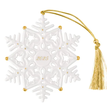 Villeroy & Boch Závesná porcelánová ozdoba Christmas Classics 2025, Snehová vločka, 10,5 cm