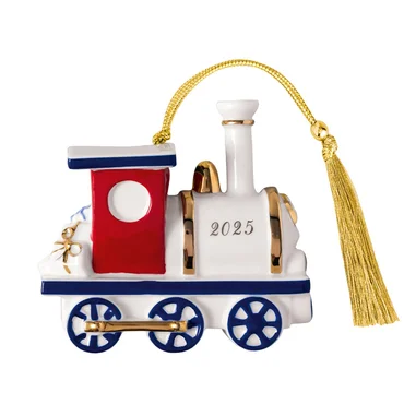 Villeroy & Boch Závesná porcelánová ozdoba Christmas Classics 2025, Lokomotíva, 9 cm